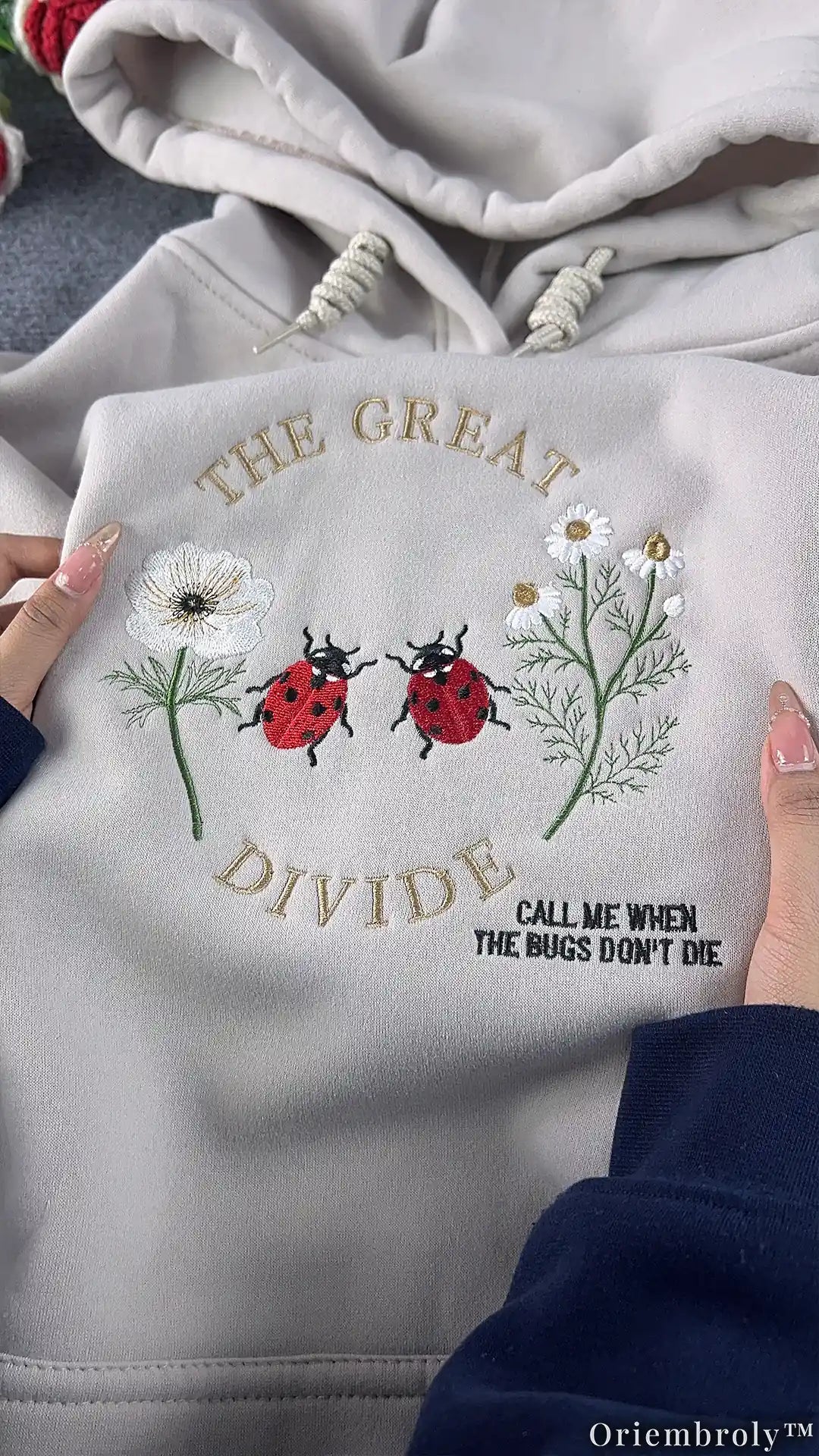 Cottagecore Folk Sweatshirt - Ladybug Wildflower Patch
