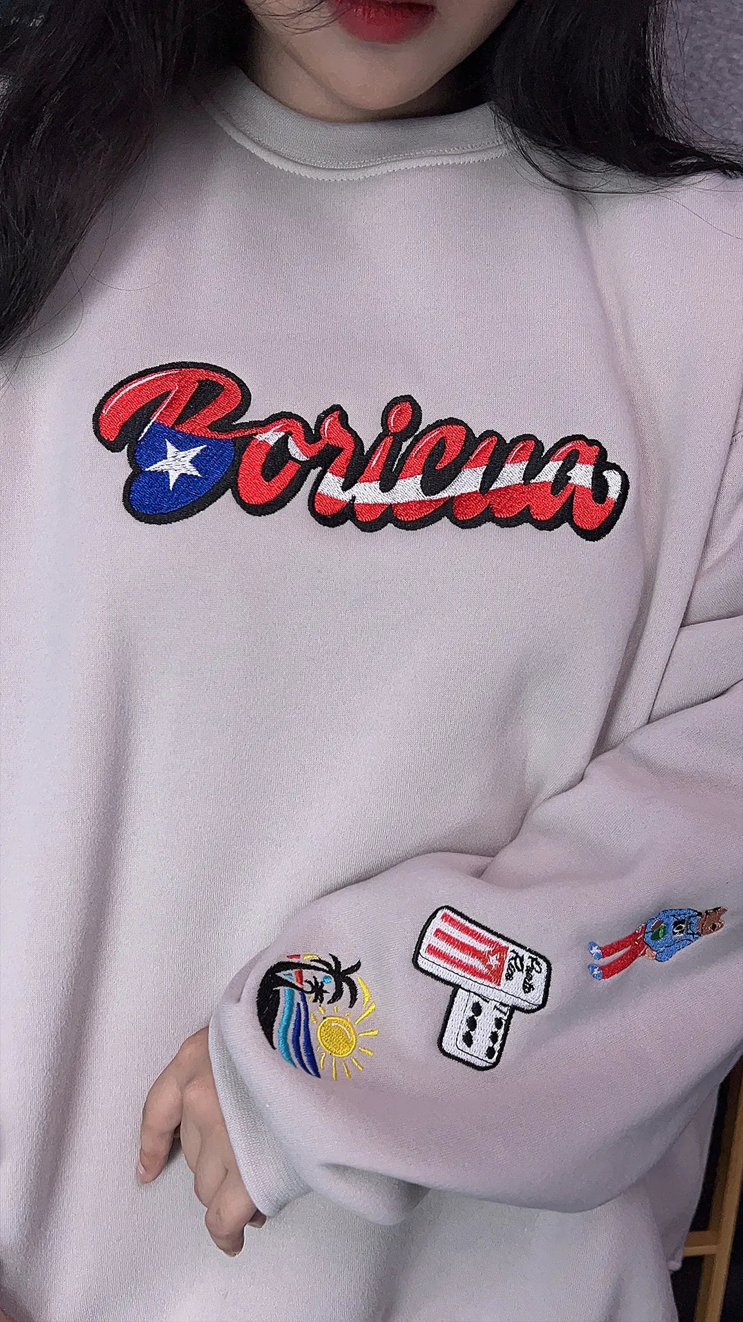 Boricua Embroidered Sweatshirt – Puerto Rican Heritage Crewneck, Cultural Pride Shirt, Island Roots Apparel