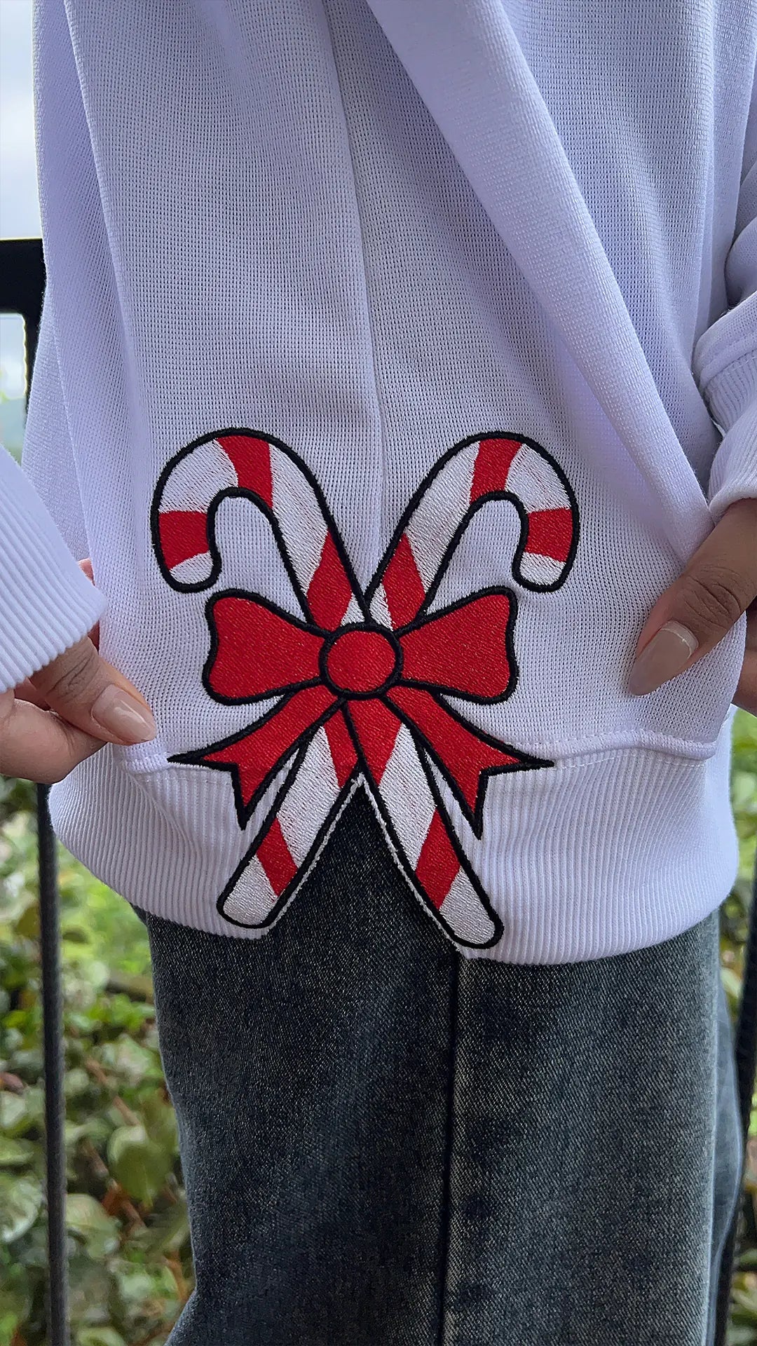 Candy Cane Embroidered Christmas Sweatshirt – Holiday Kringle Candy Co. Vintage Crewneck, Festive Holiday Sweater Gift