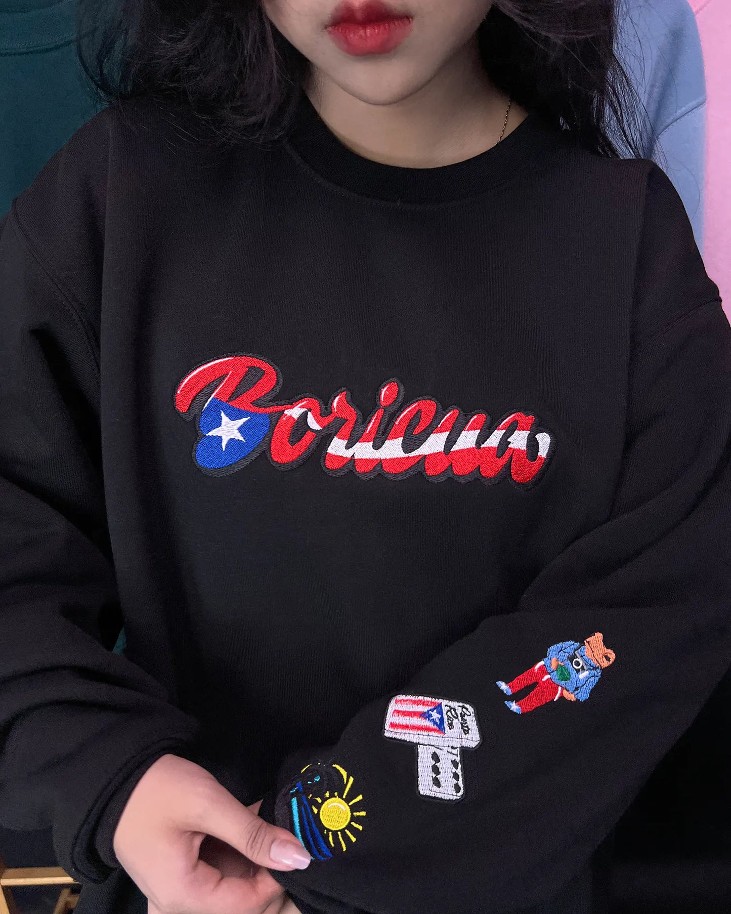 Boricua Embroidered Sweatshirt – Puerto Rican Heritage Crewneck, Cultural Pride Shirt, Island Roots Apparel