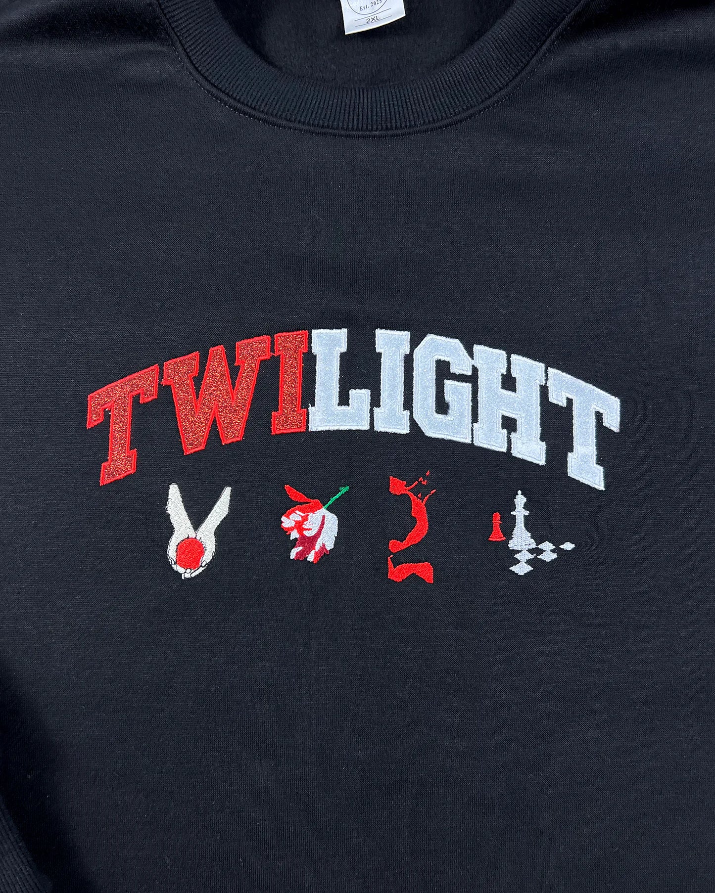 Twilight Embroidered Sweatshirt | Book Cover Aesthetic Crewneck | Twilight Saga Embroidered Crewneck | Edward Cullen Vampire Bookish Merch