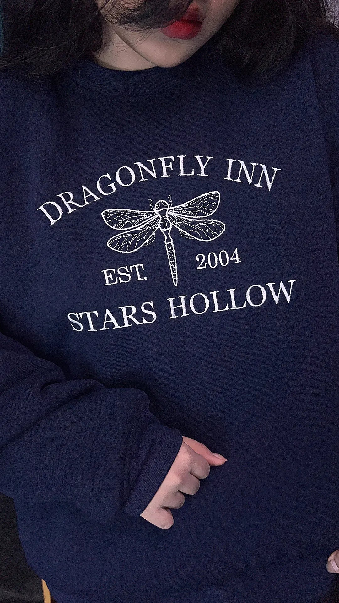 Dragonfly Inn Stars Hollow Embroidered Sweatshirt – Gilmore Girls Inspired Cozy Crewneck