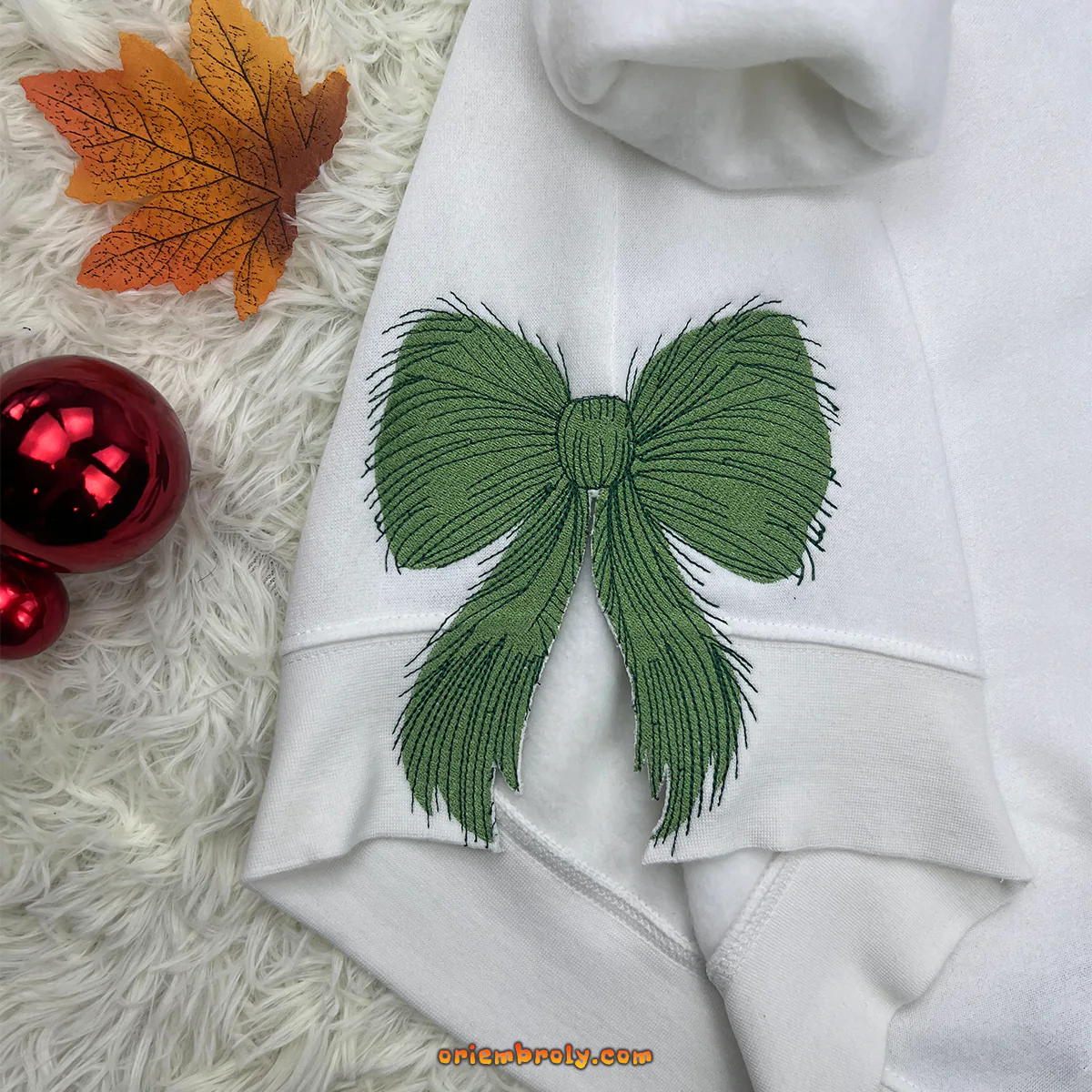 Christmas Believe embroidered sweatshirt with side bow, Merry Xmas Embroidery Pullover, Happy Winter Season Gift