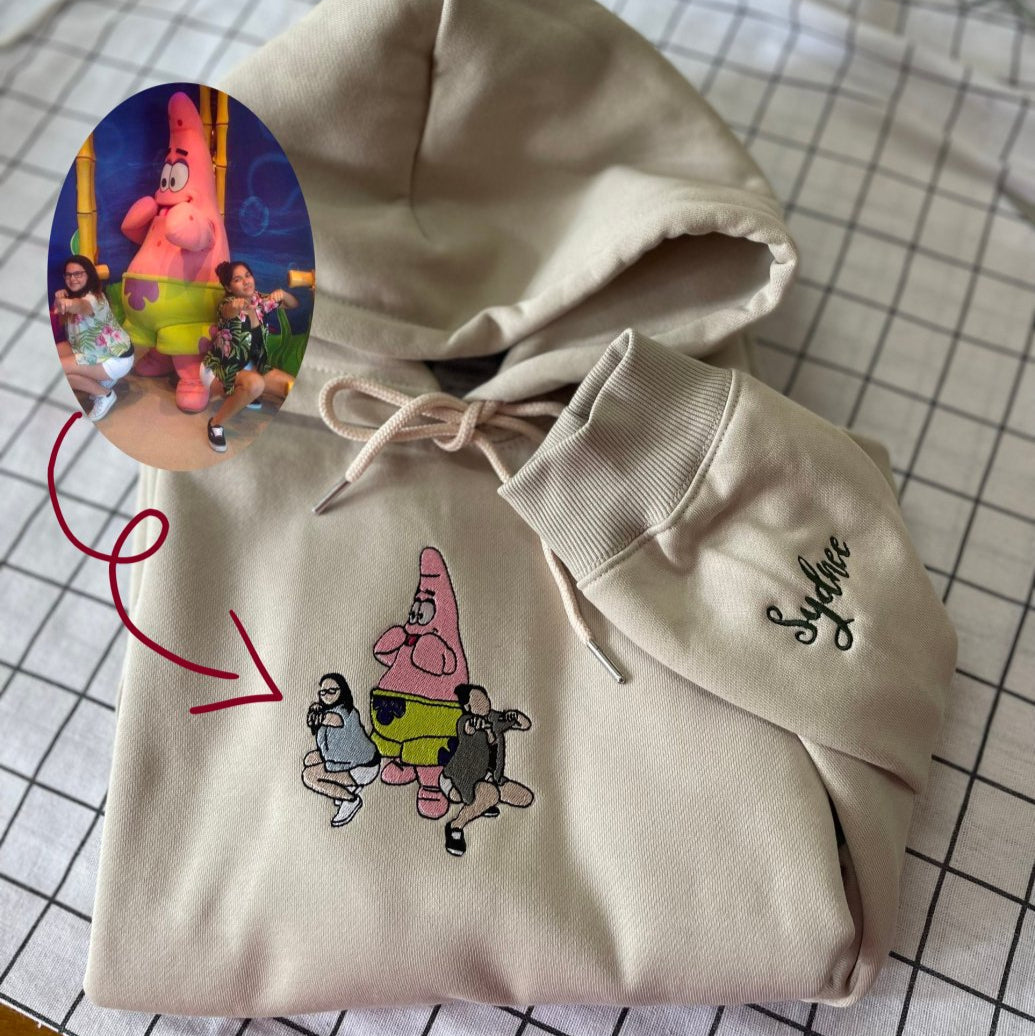 Custom Embroidered Sweatshirt, Custom portrait From Photo Shirt, Couple | Friends | Family Crewneck - Oriembroly LLC