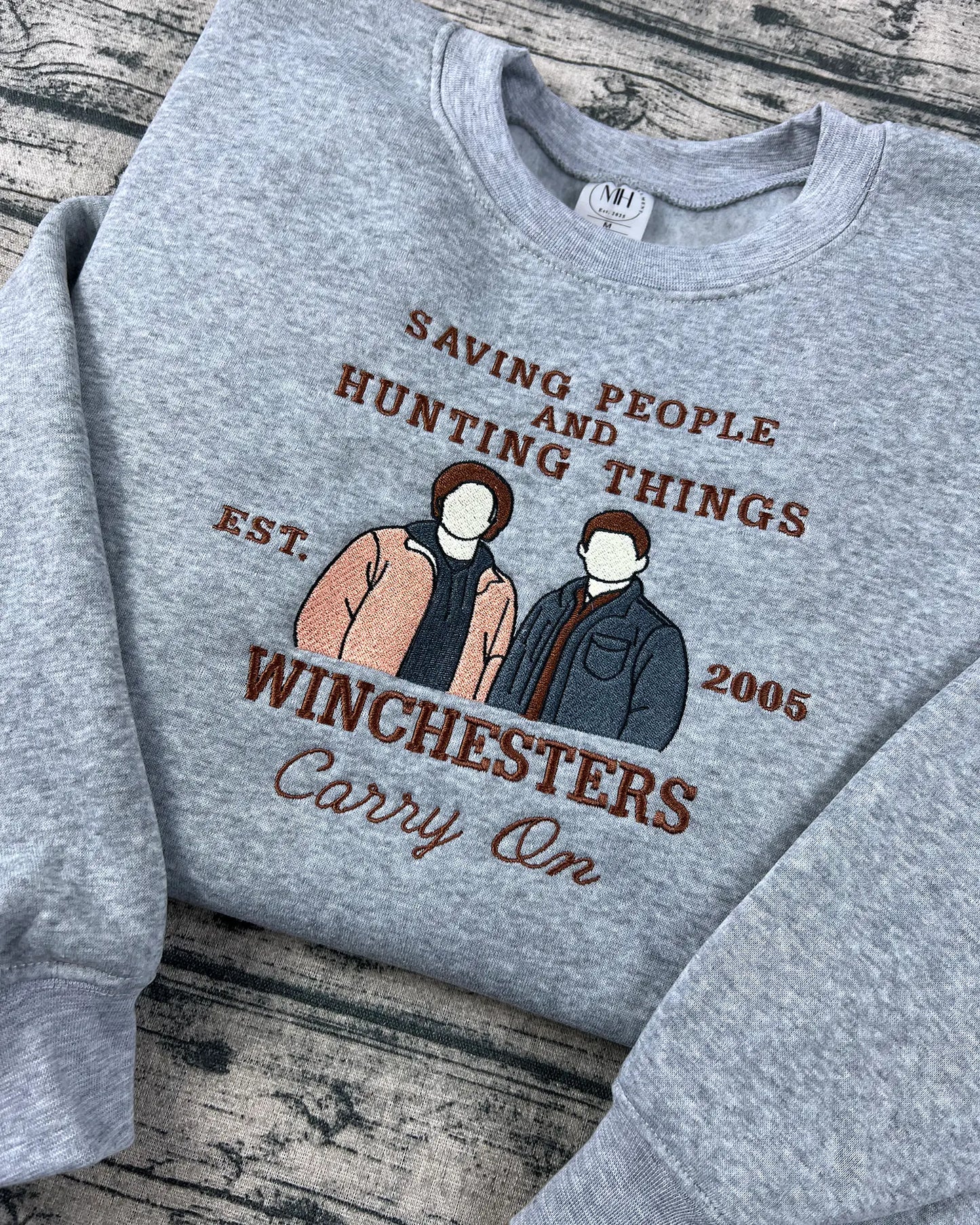 Supernatural Embroidered Sweatshirt – Winchester Brothers Crewneck for Fans