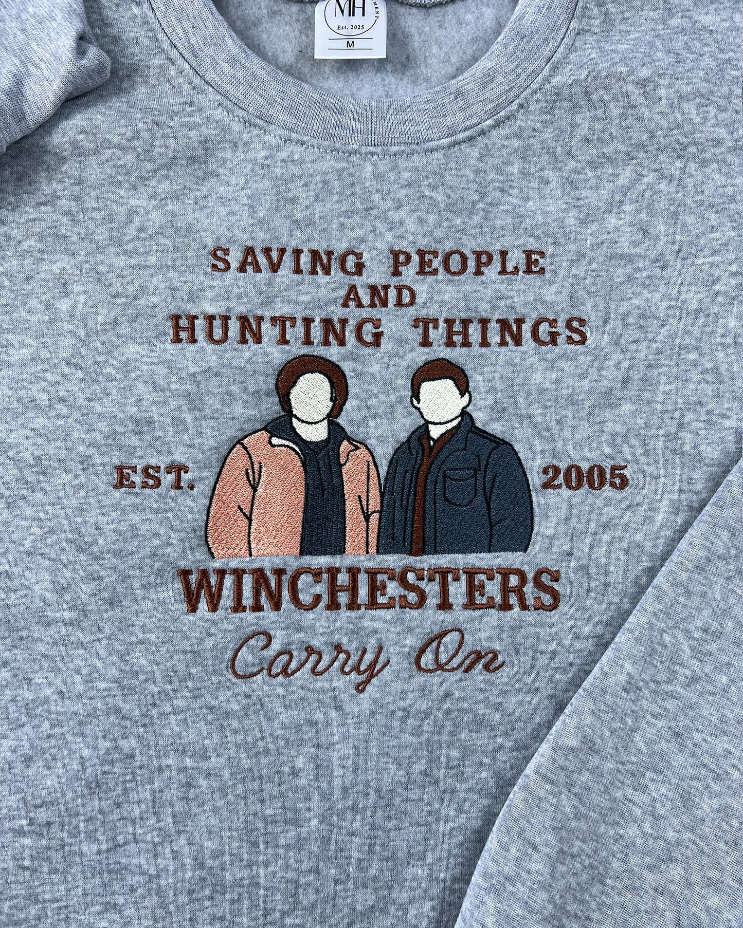 Supernatural Embroidered Sweatshirt – Winchester Brothers Crewneck for Fans