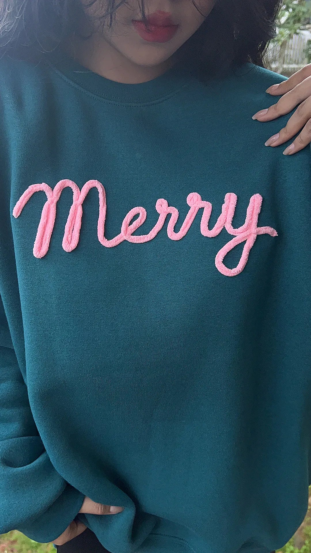 Merry Chenille Embroidered Sweatshirt