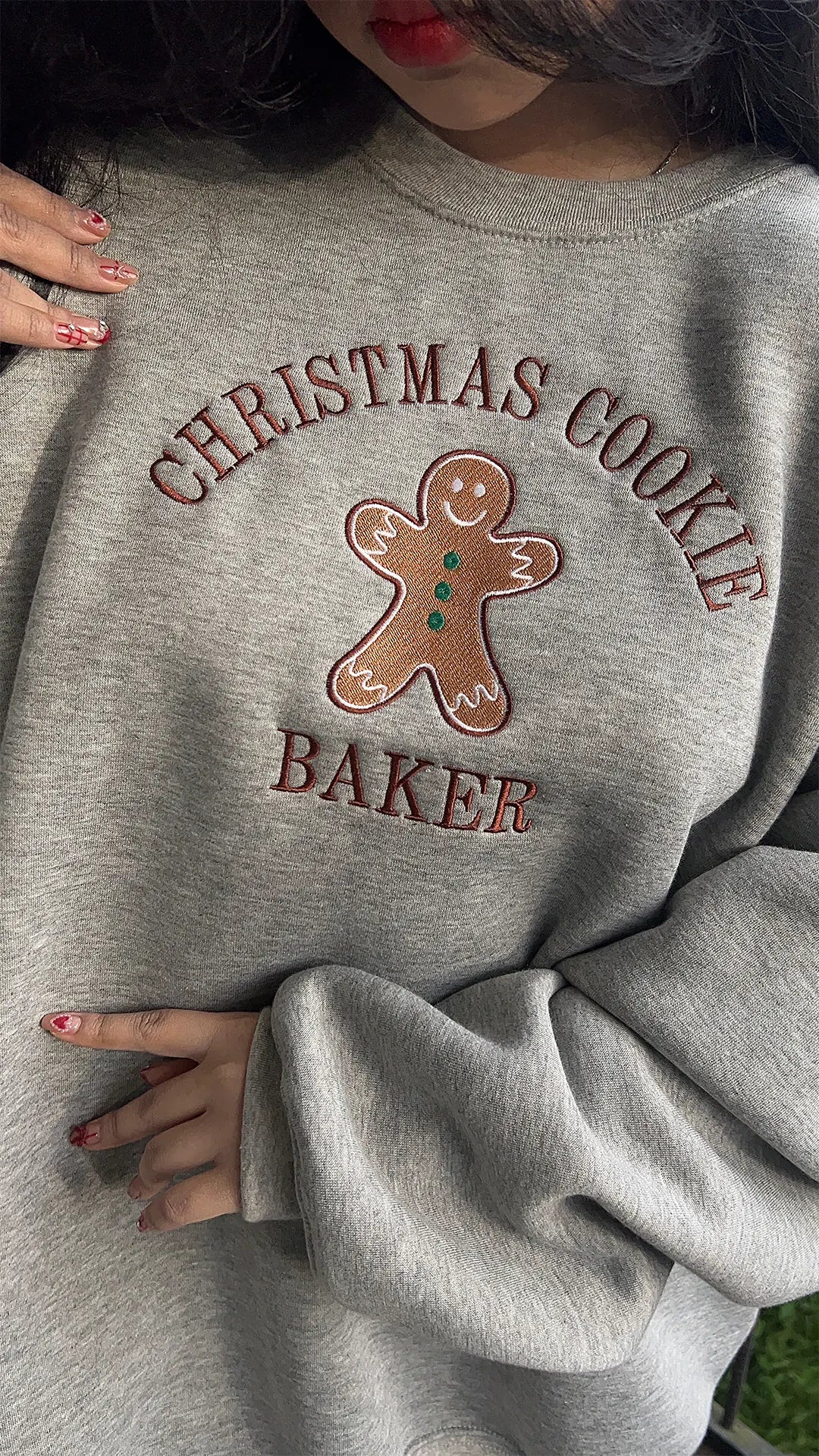 Embroidered Christmas Cookie Sweatshirt
