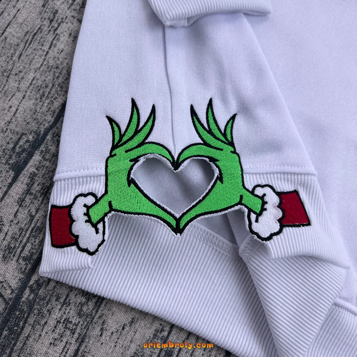 Grinch Side Bow Embroidered Sweatshirt, Grinch Christmas Hoodie, Merry Xmas Embroidery Pullover, Happy Winter Season Gift
