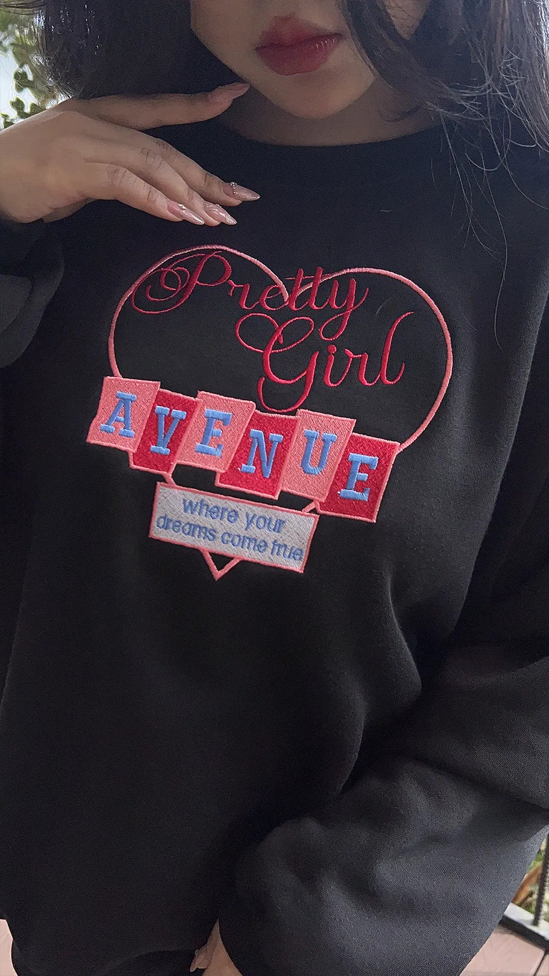 Pretty Girl Avenue Embroidered Sweatshirt