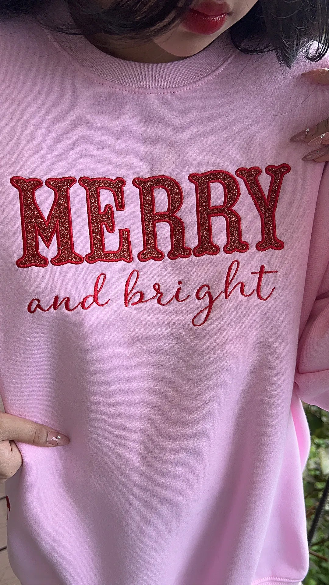 Glitter Merry Christmas Embroidery – Bow Accent Edition