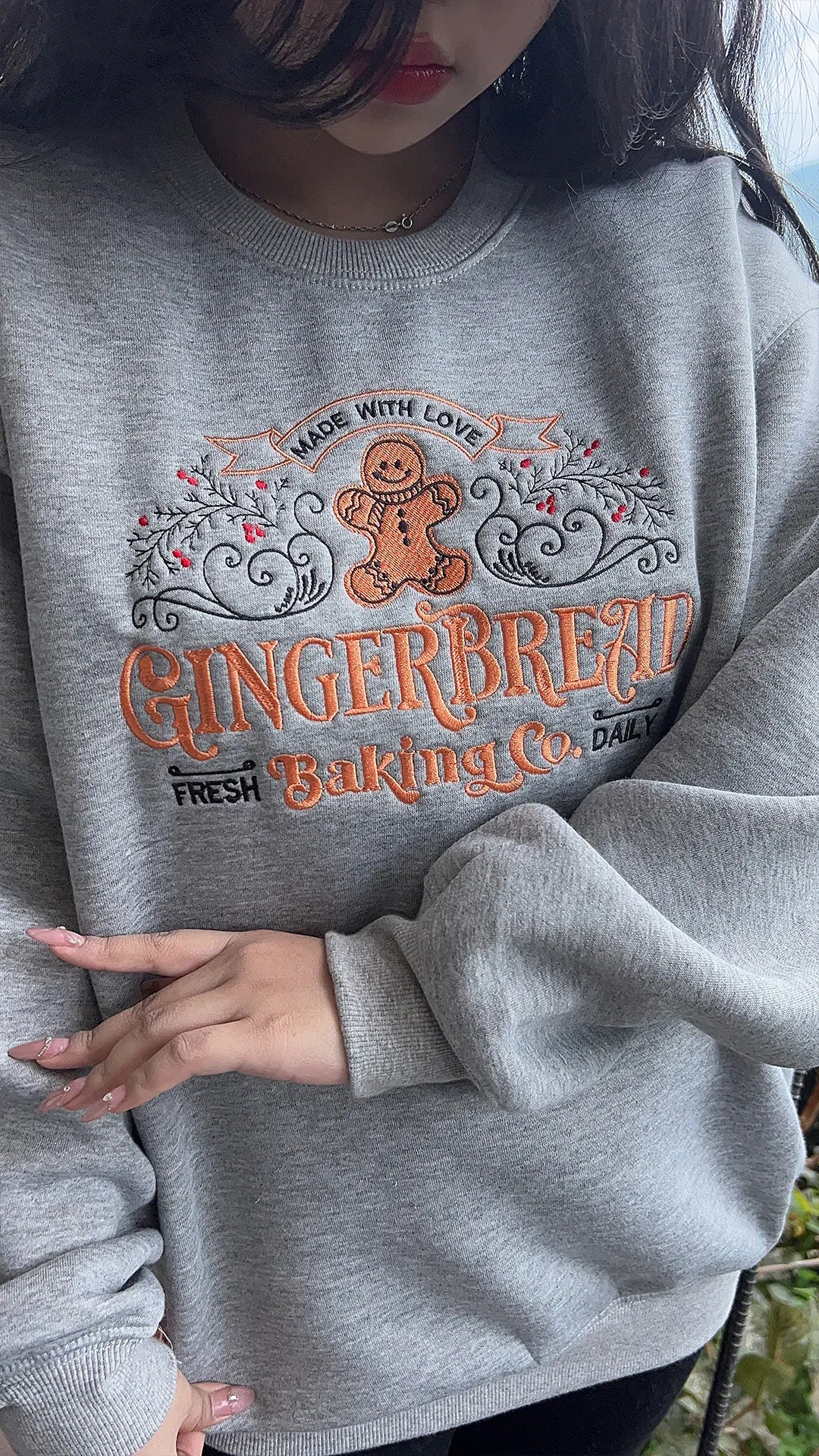 North Pole Gingerbread Embroidered Sweatshirt