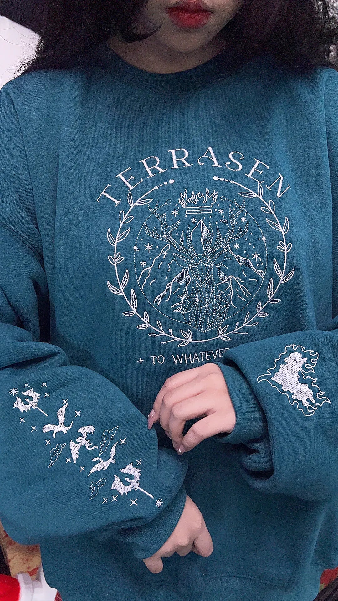 Terrasen To Whatever End Embroidered Sweatshirt