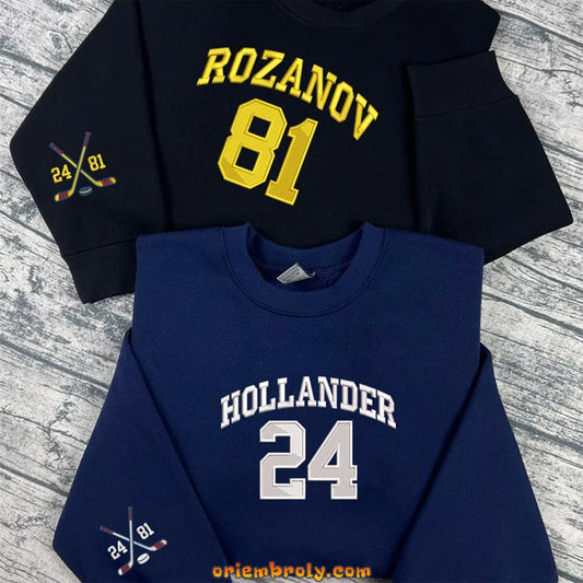 Hollander 24 & Rozanov 81 Hockey Fan Crewneck Sweatshirt