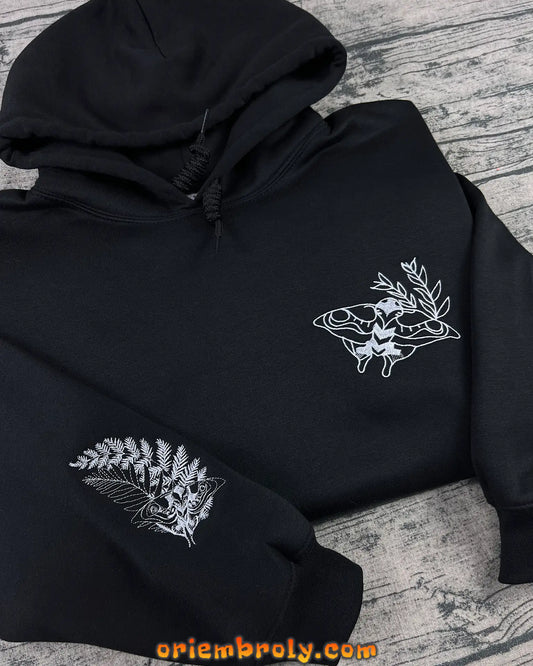 Ellie's Tattoo Moth Fern Embroidered Hoodie