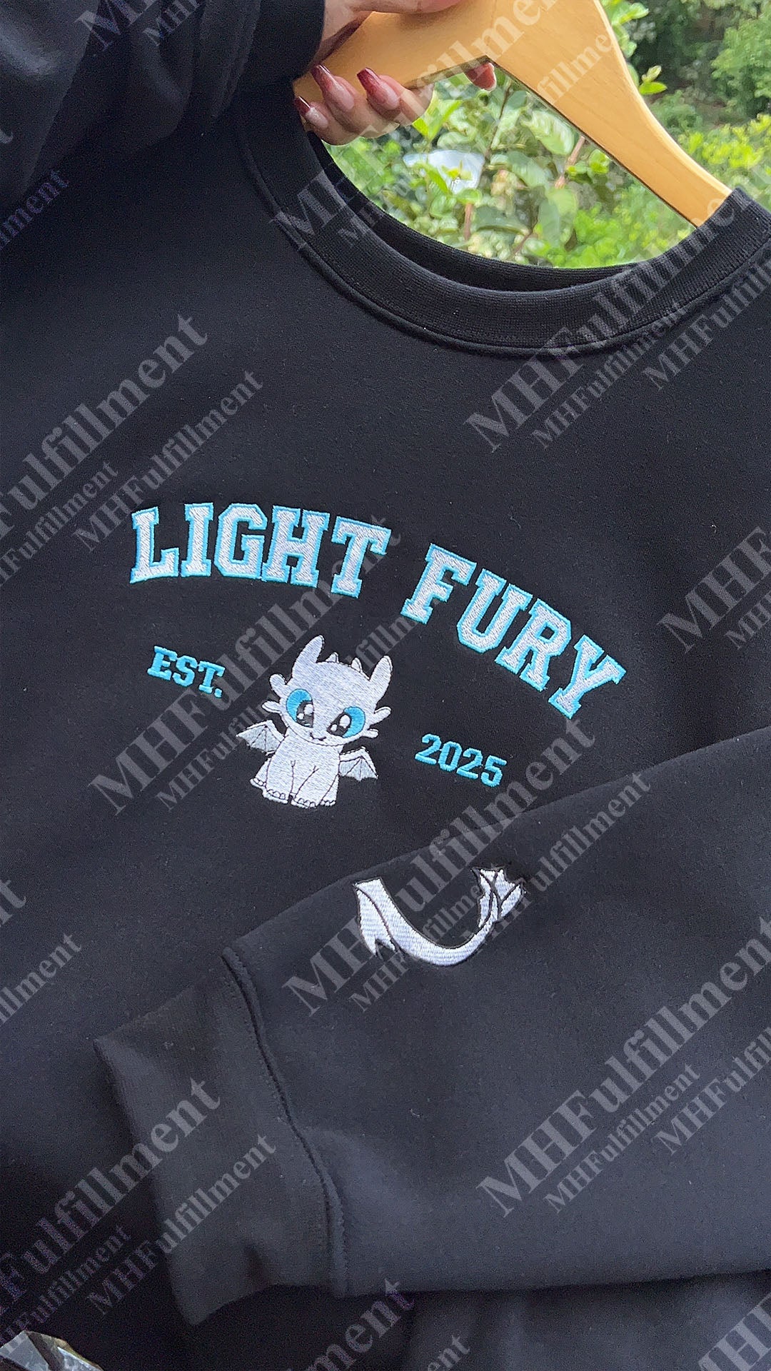 Toothless and Light Fury Couple Embroidered Sweatshirt, Cute Dragon Shirt Hoodie, HTTYD Gift for Friends or Family, Fantasy Movie Shirt