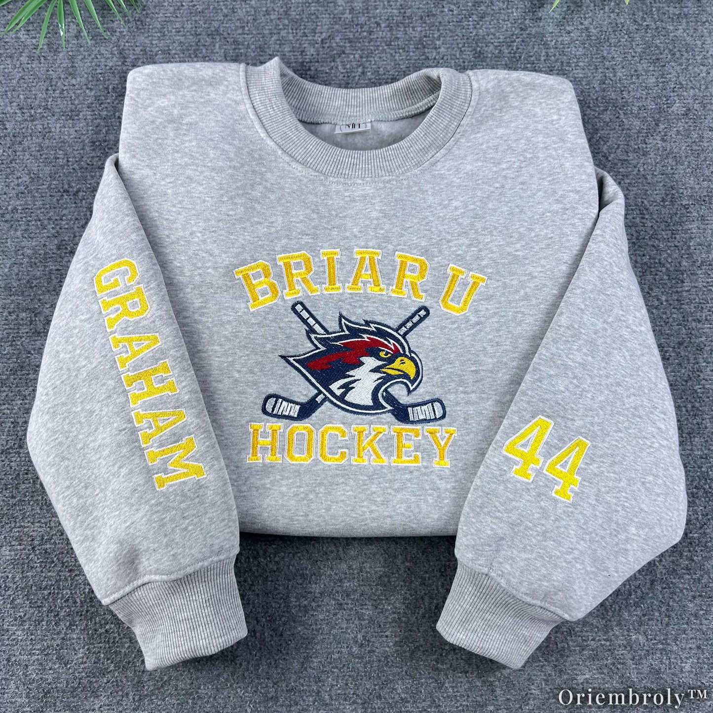 College Hockey Romance Embroidered Sweatshirt | Varsity Book Lover Fleece Crewneck