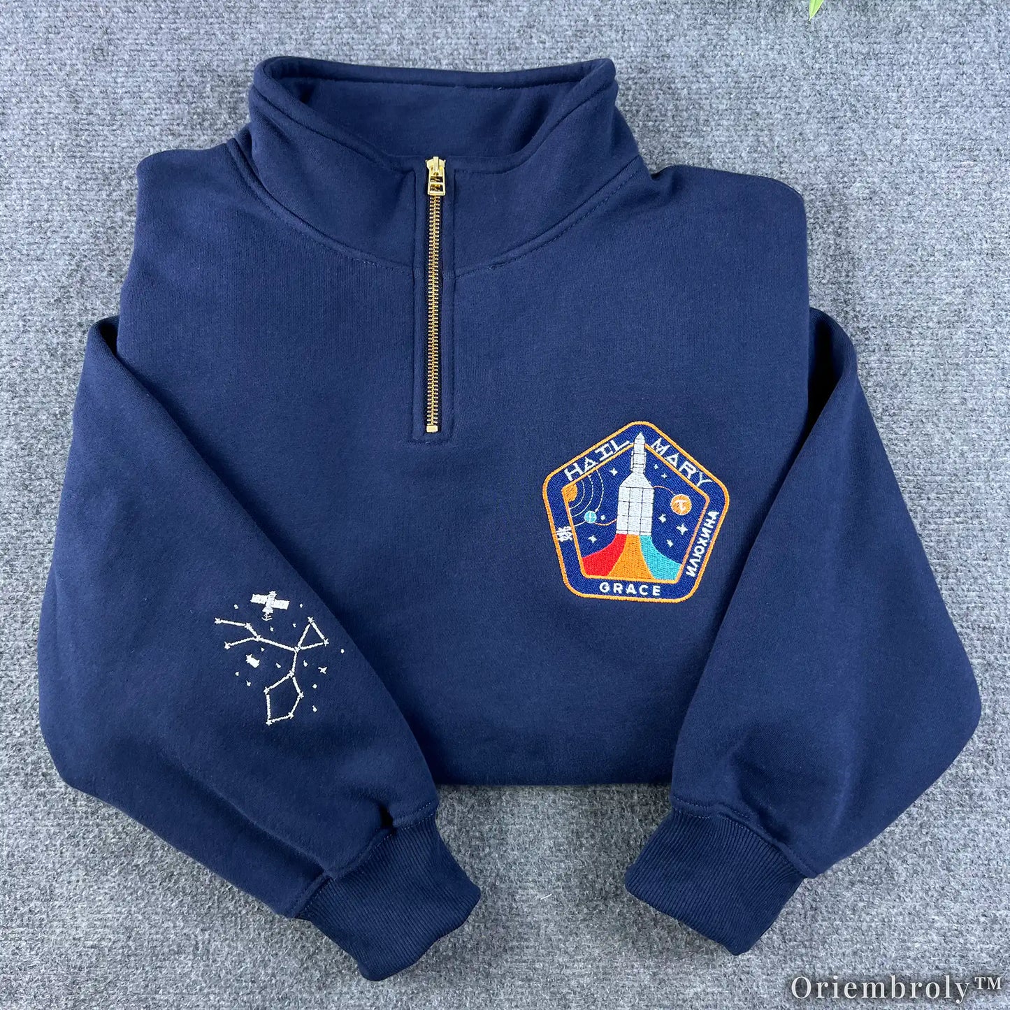 Space Mission Reader Embroidered Sweatshirt | Sci-Fi Book Lover Fleece Crewneck