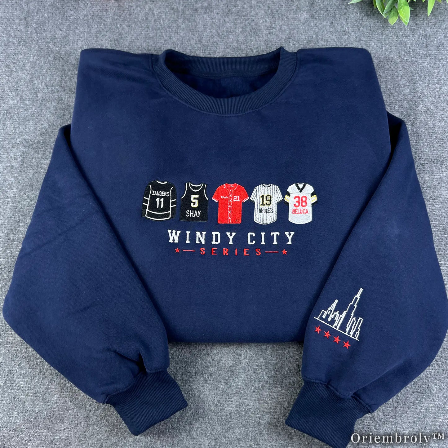 City Series Oversized Sweater - Numbered Athlete Embroidery