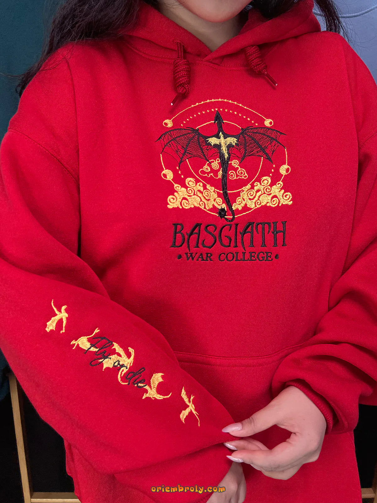 Dragon rider embroidered hoodie Basgiath War College