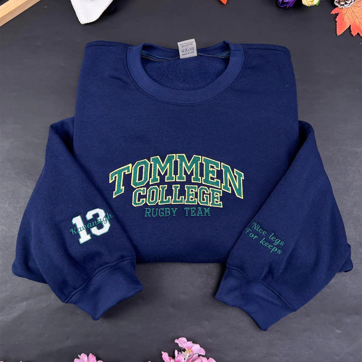 Bookish crewneck hoodie for women featuring Boys of Tommen embroidered design, ideal casual sweatshirt for book lovers and readers.