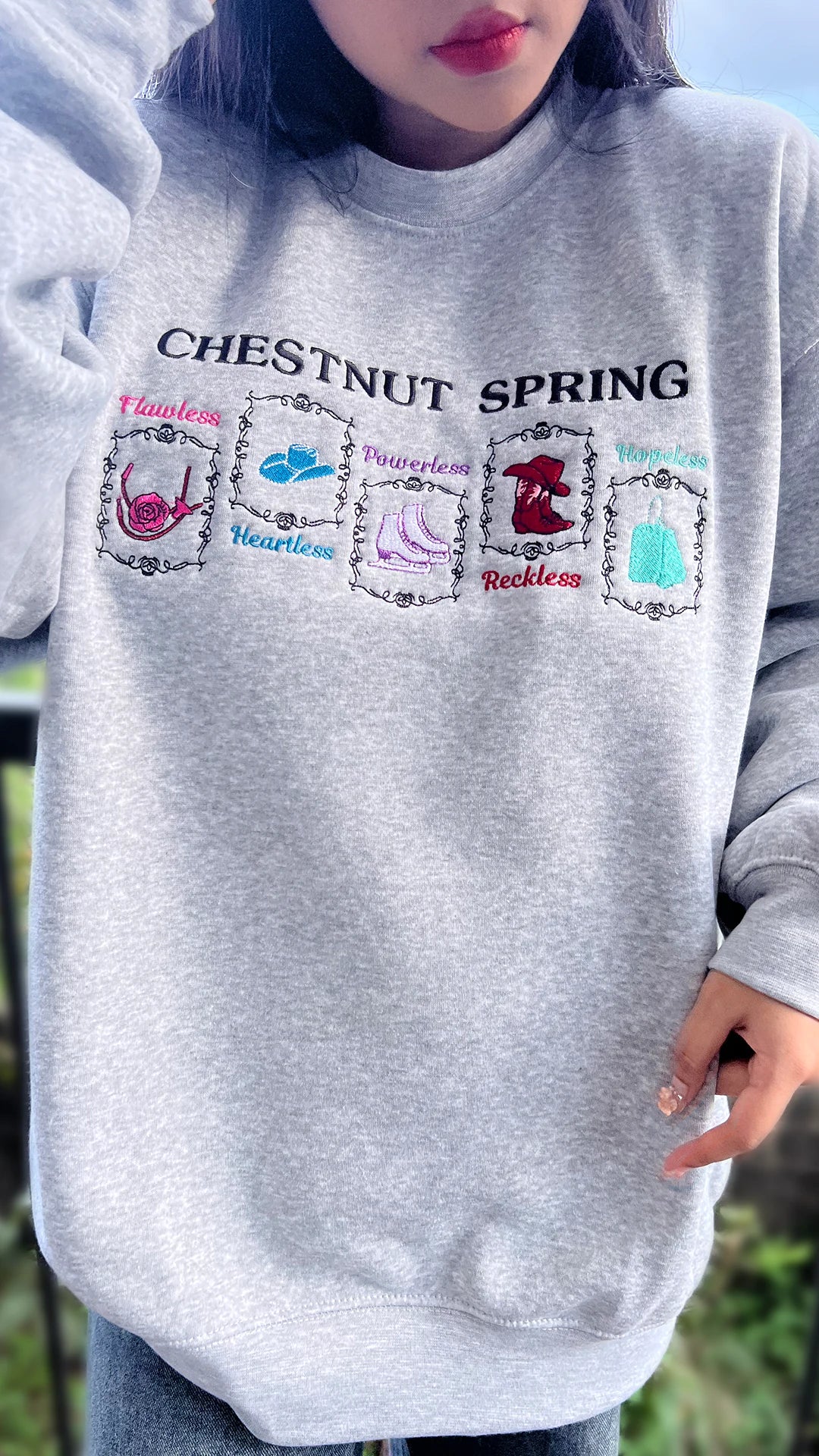 Bookish embroidered sweatshirt – official Chestnut Springs merch for Elsie Silver cowboy romance readers