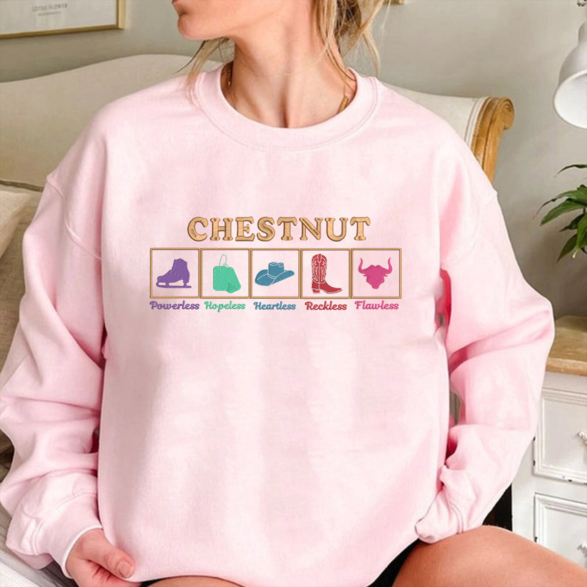 Bookish embroidered sweatshirt inspired by Chestnut Springs Series, perfect for romance book lovers