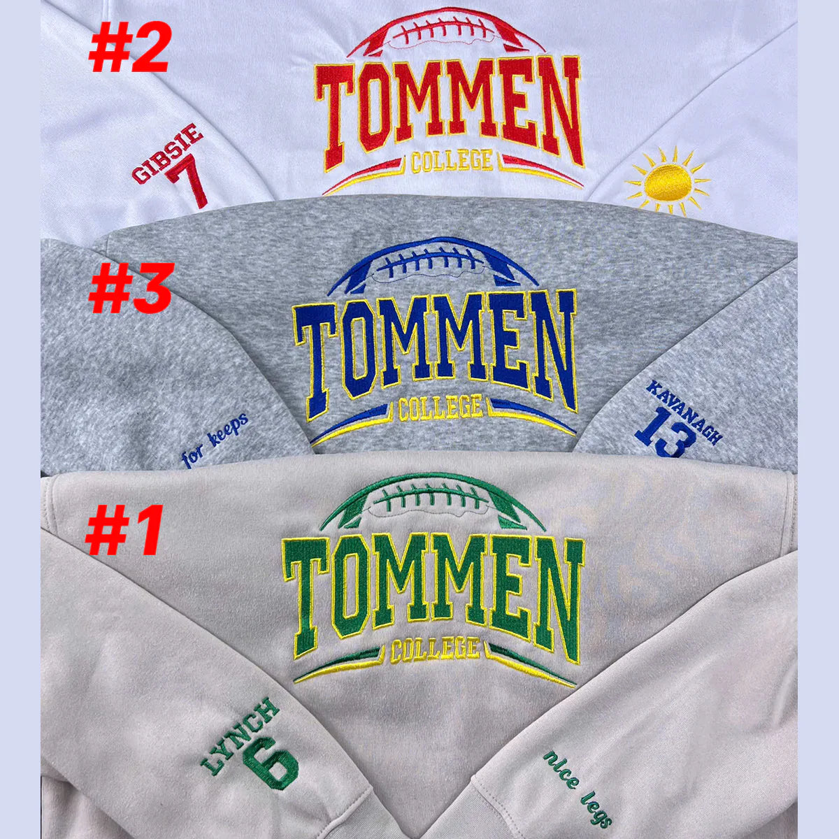 Boys of Tommen embroidered sweatshirt featuring Johnny Kavanagh, Lynch Joey, and Binding 13 book merch