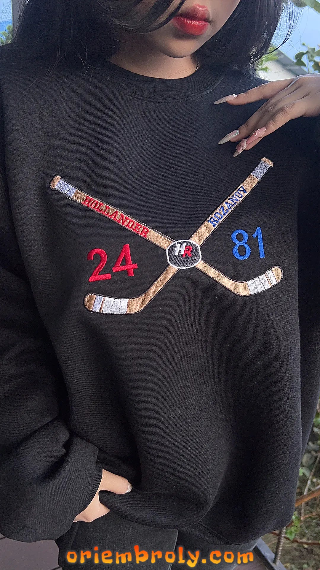 Durable cotton-blend hockey fan crewneck