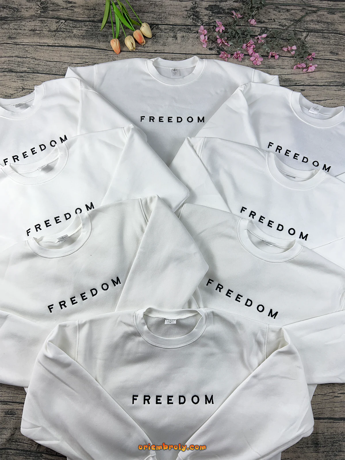 Patriotic sweatshirt with freedom embroidery American values