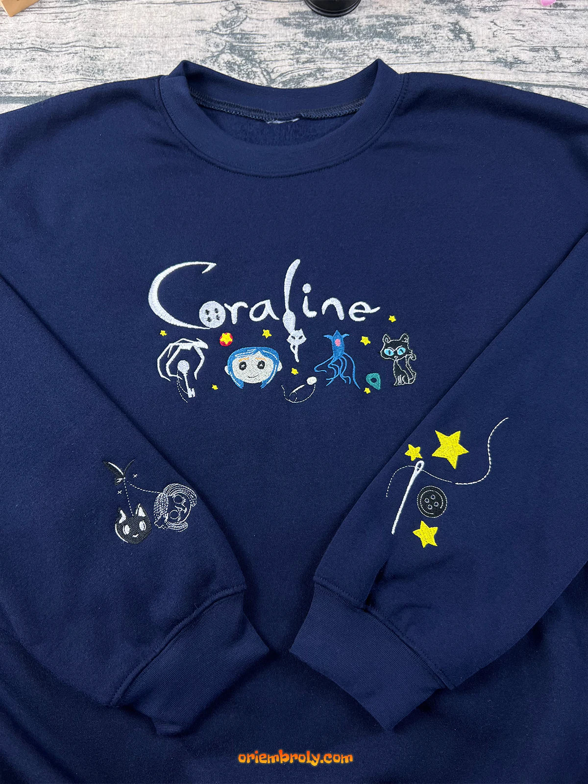 Wybie-inspired embroidered horror cartoon