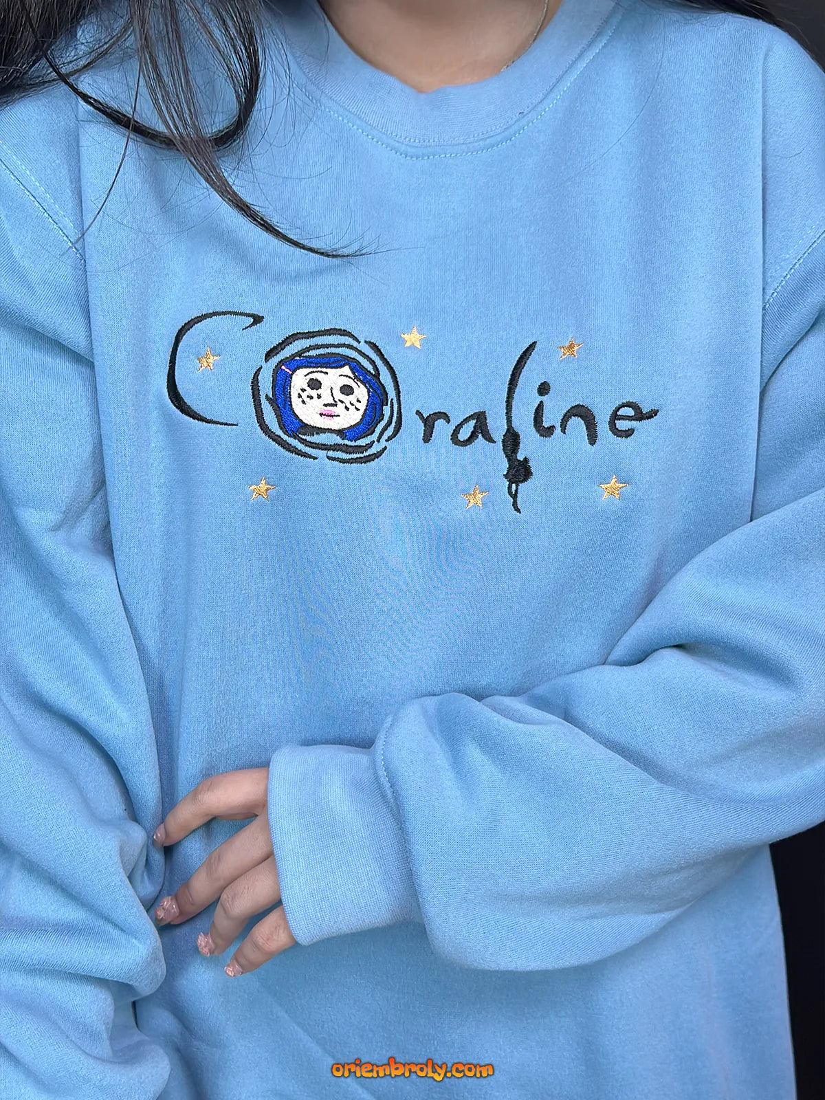 Soft cotton Coraline embroidered hoodie