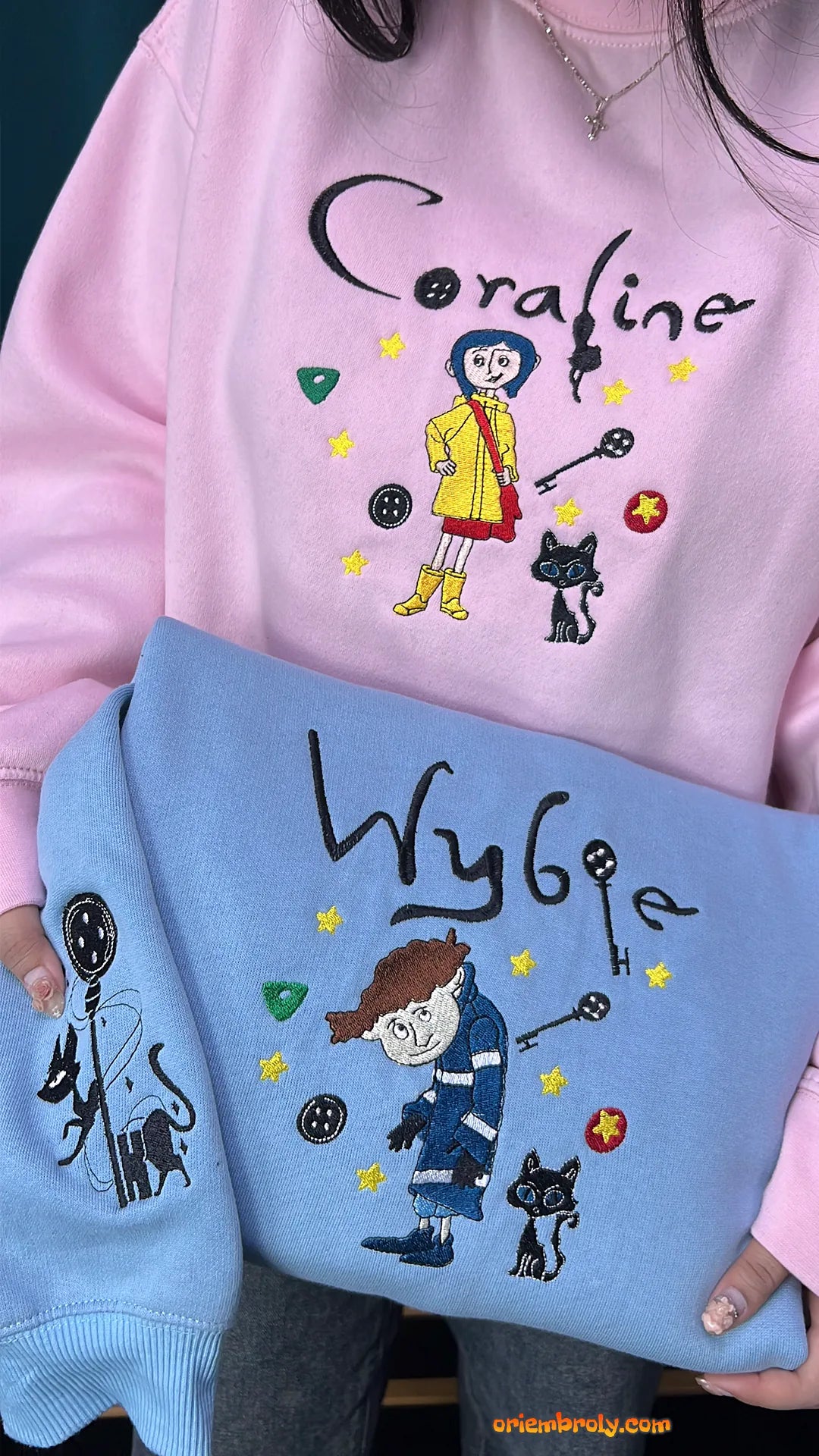 Embroidered Coraline hoodie unisex fit