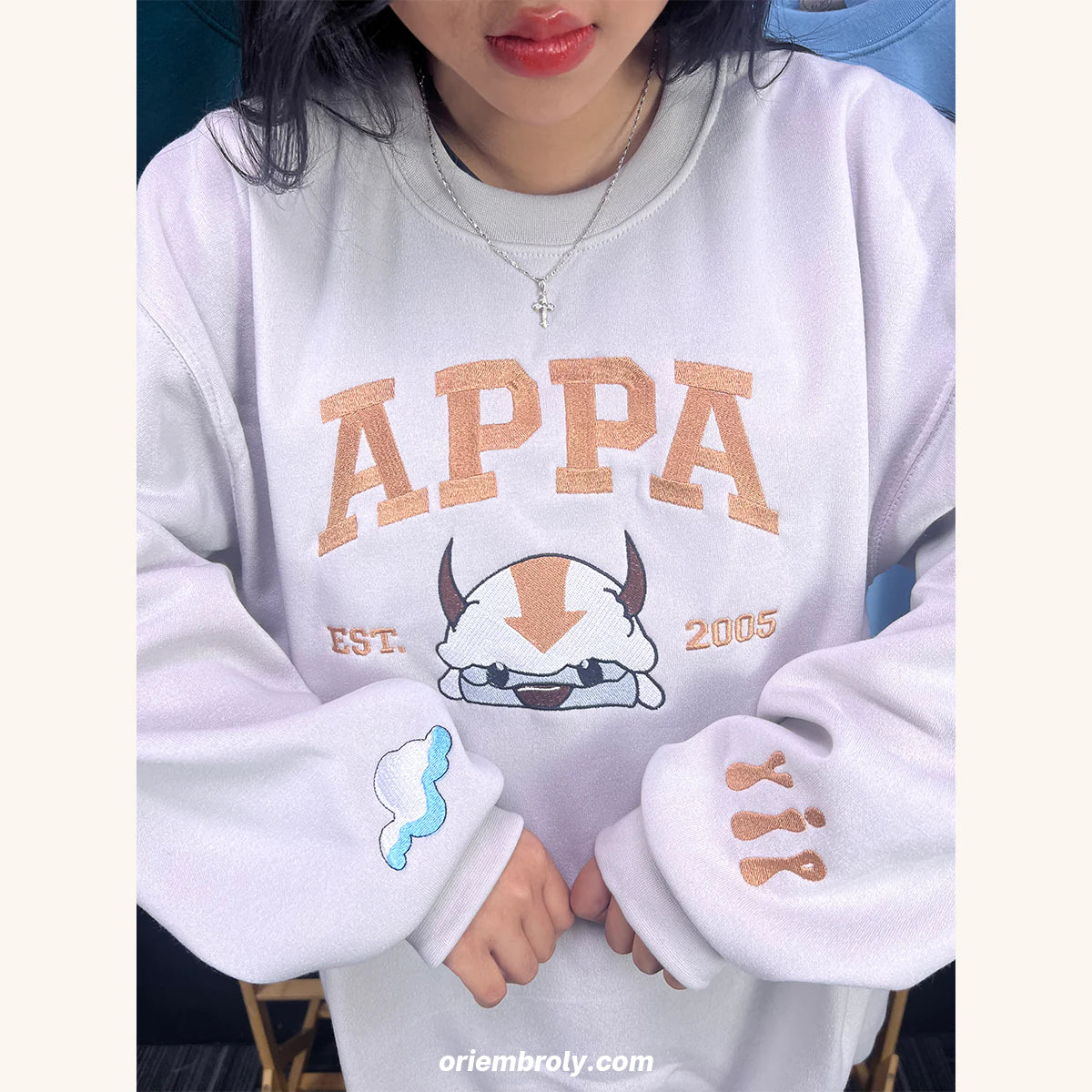 Appa Embroidered Sweatshirt – Avatar The Last Airbender Crewneck, Flying Bison Anime Sweater, Cosplay Gift for Fans