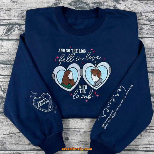 ullen Lion and Lamb embroidered sweatshirt Twilight inspired
