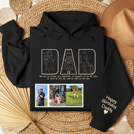 Custom embroidered sweatshirt with family outline sketch from photo