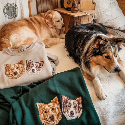 Custom embroidered sweatshirt with dog face and name from photo – gift for dog lovers