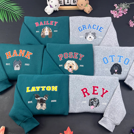 Embroidered Pet Portrait Hoodie - ORI258888 | Custom Dog & Cat Sweatshirt
