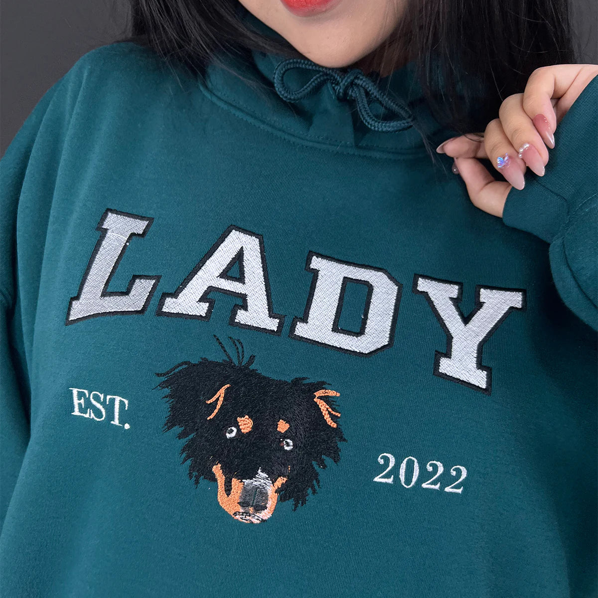 Embroidered Pet Portrait Hoodie - ORI258888 | Custom Dog & Cat Sweatshirt