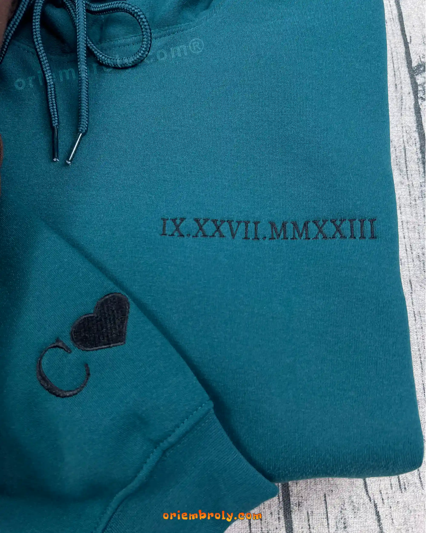 Custom Embroidered Roman Numeral Hoodie, Personalized Couples Gifts