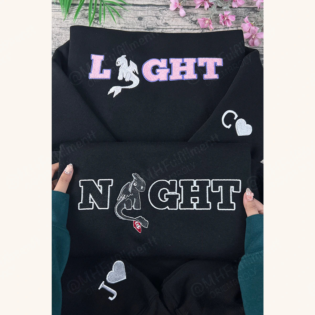Cute dragon couple hoodie for fans of How to Train Your Dragon