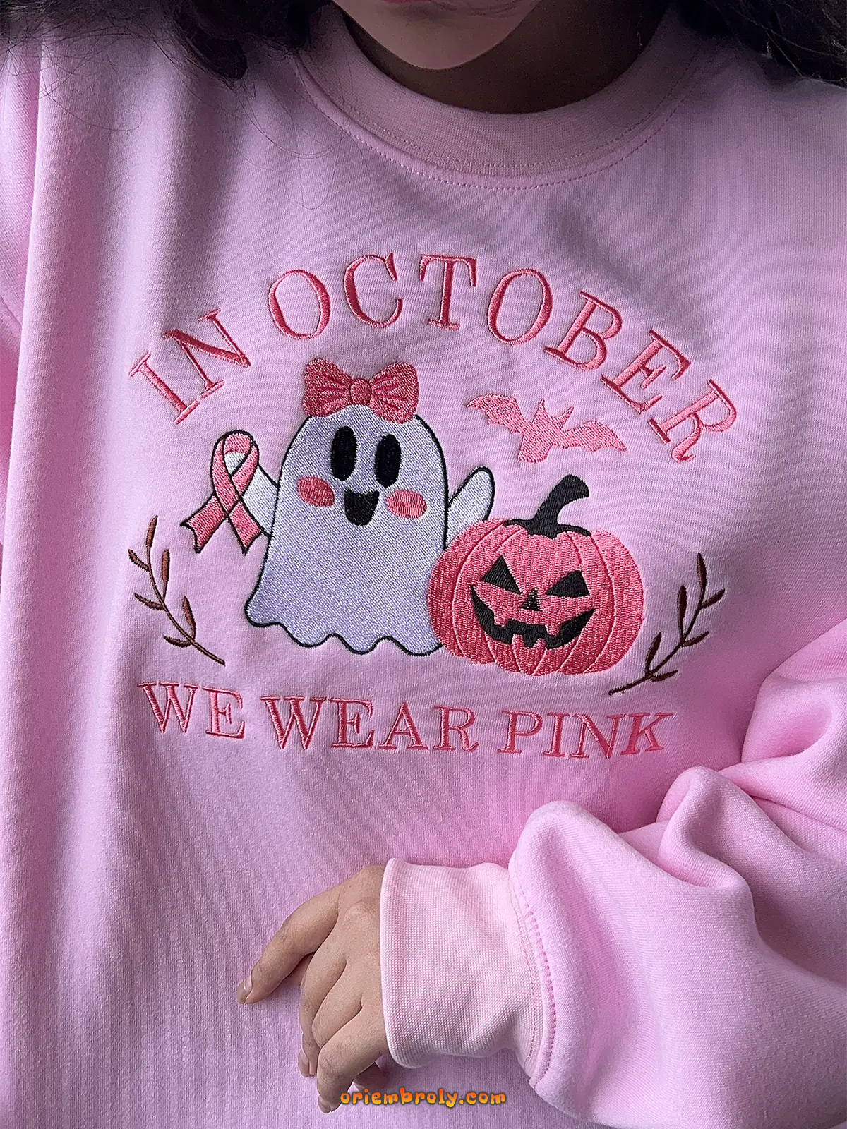 Cozy fall hoodie with Halloween themed embroidery