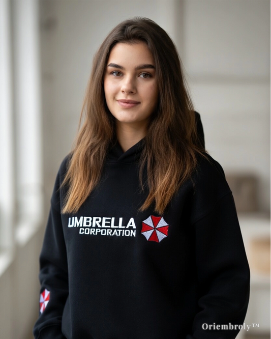 dark streetwear hoodie with embroidered logo design