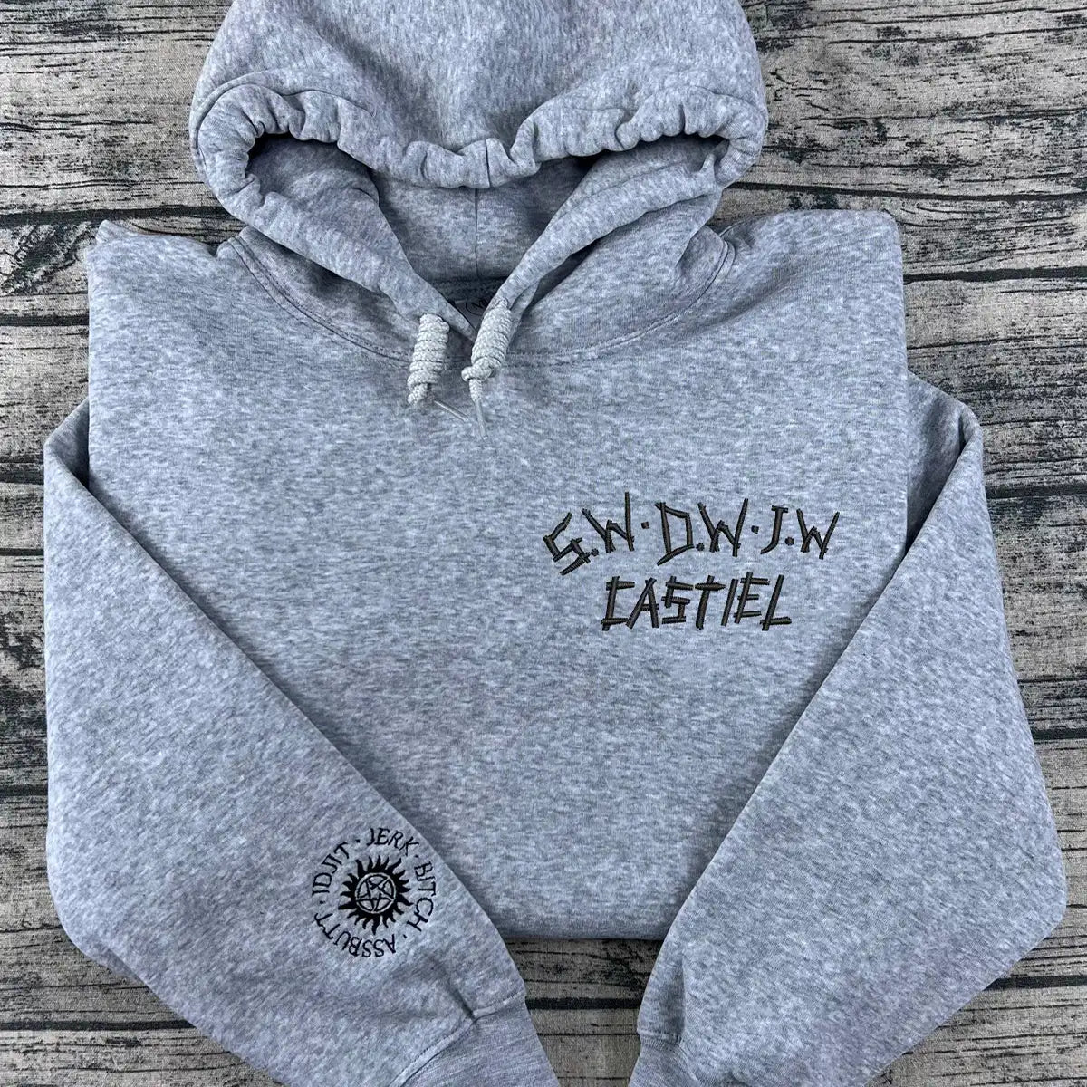 Supernatural Embroidered Sweatshirt – Dean, Sam, Castiel, Baby Car & Antipossession Symbol Hoodie – Fangirl Cosplay Jumper