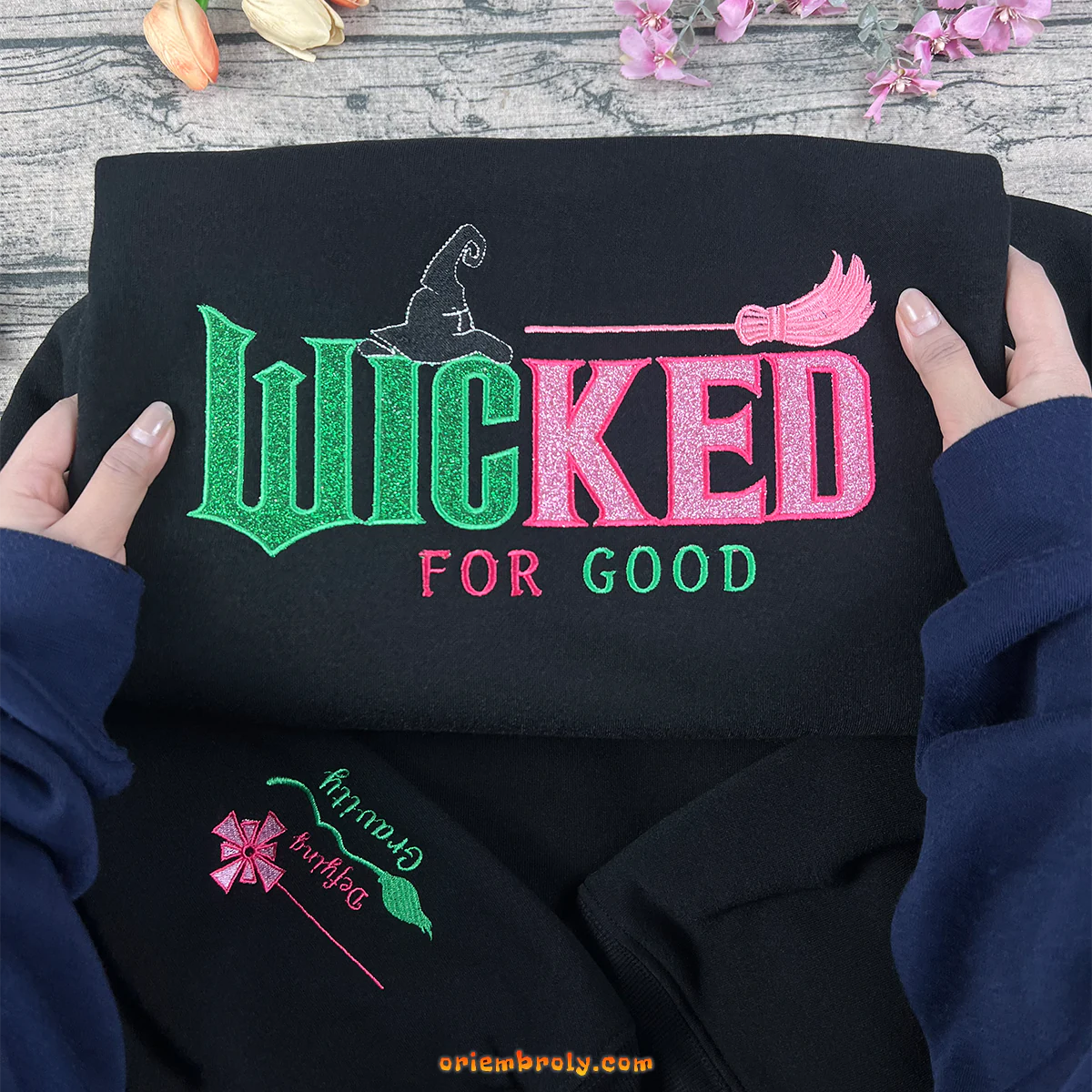 Halloween Wicked sweatshirt with glitter embroidery