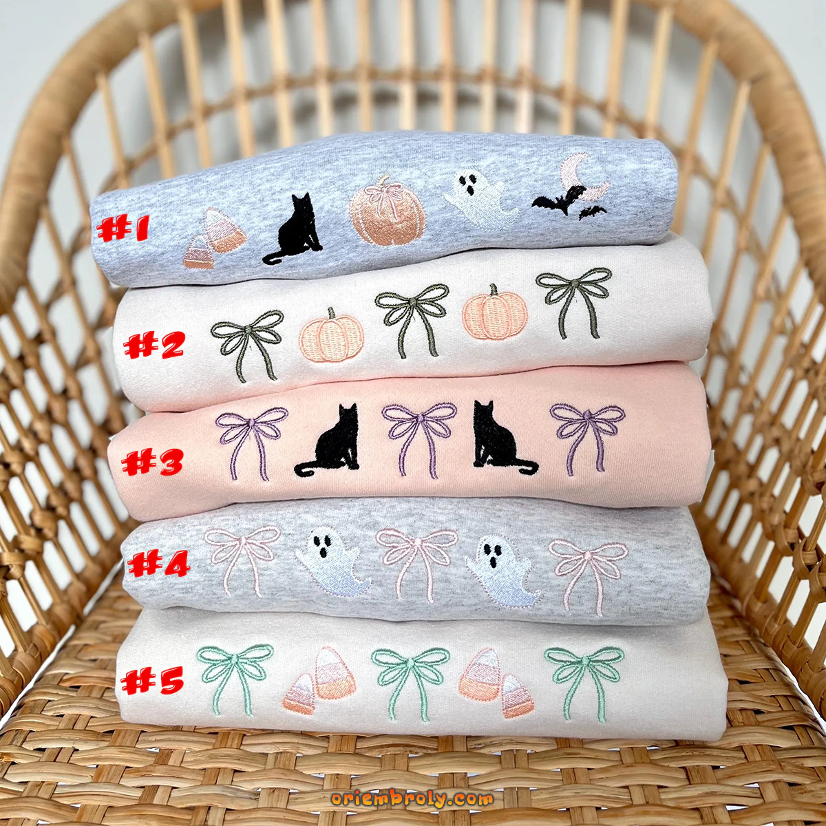 Embroidered coquette Halloween sweatshirt cute spooky season