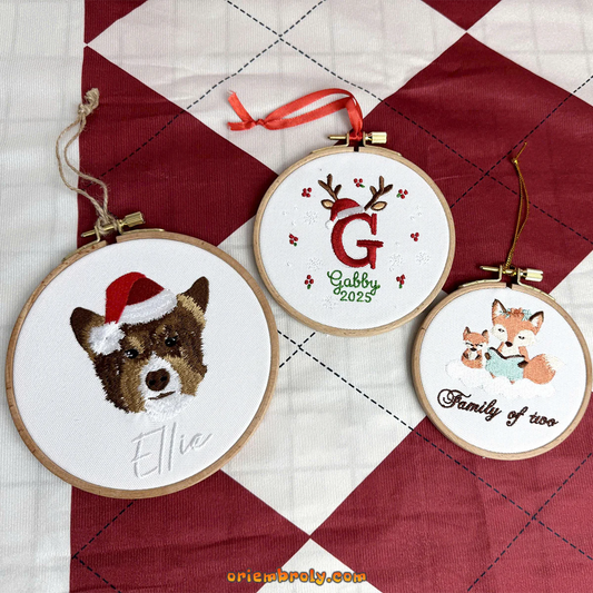 Custom embroidered Christmas ornament 2025