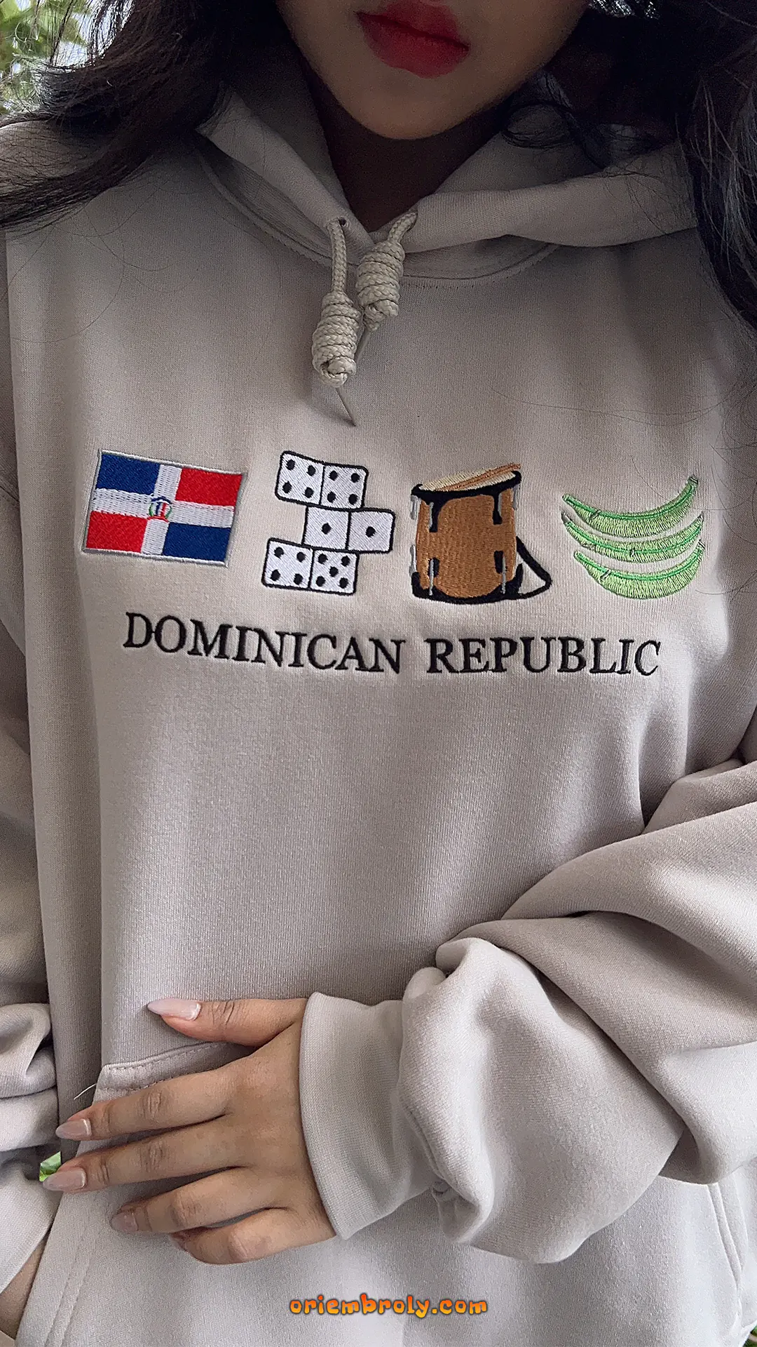 Dominican heritage gift hoodie embroidered design