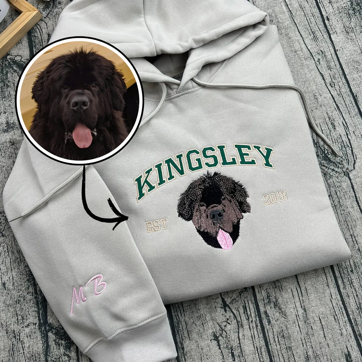 Embroidered Pet Portrait Hoodie - ORI258888 | Custom Dog & Cat Sweatshirt