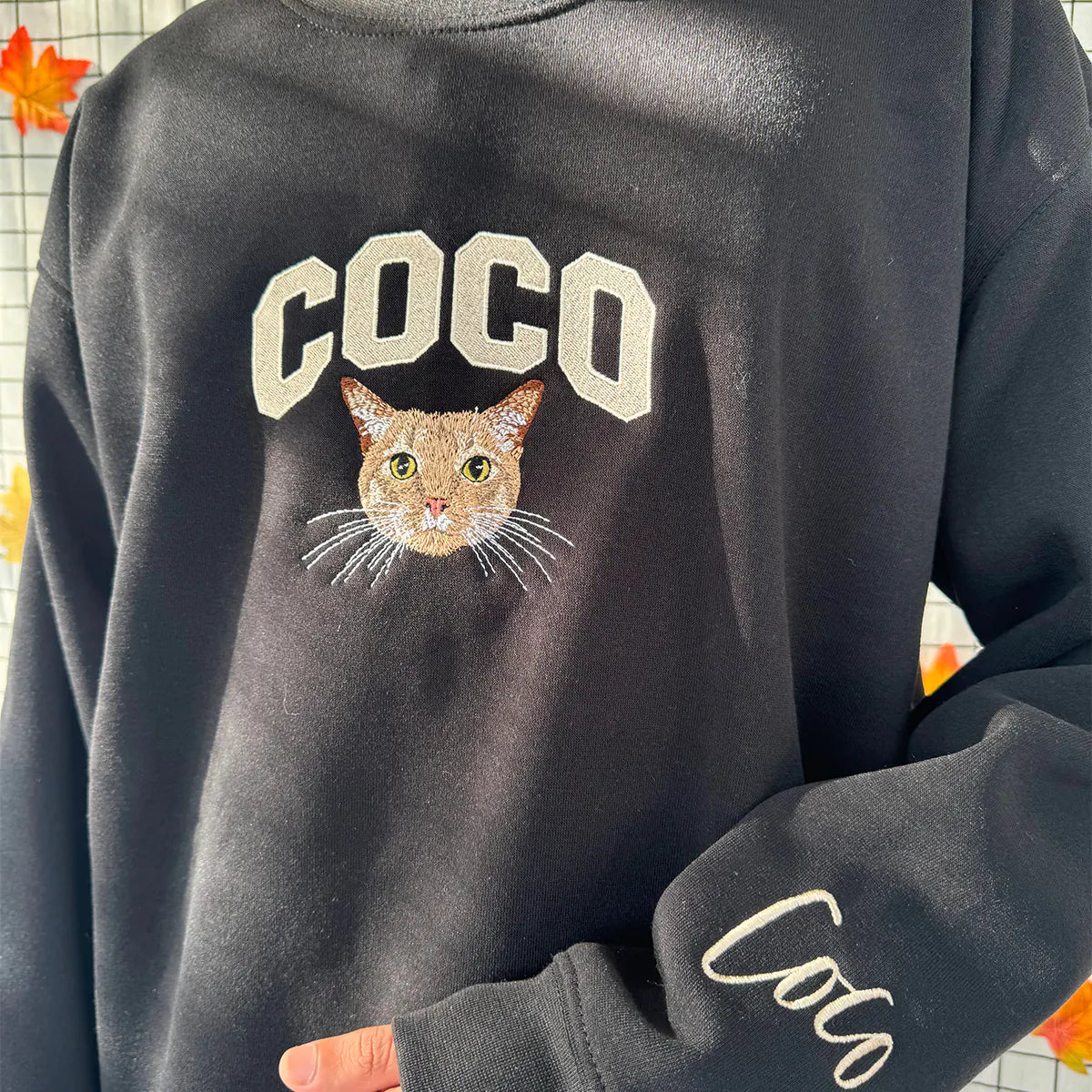 Embroidered Pet Portrait Hoodie - ORI258888 | Custom Dog & Cat Sweatshirt